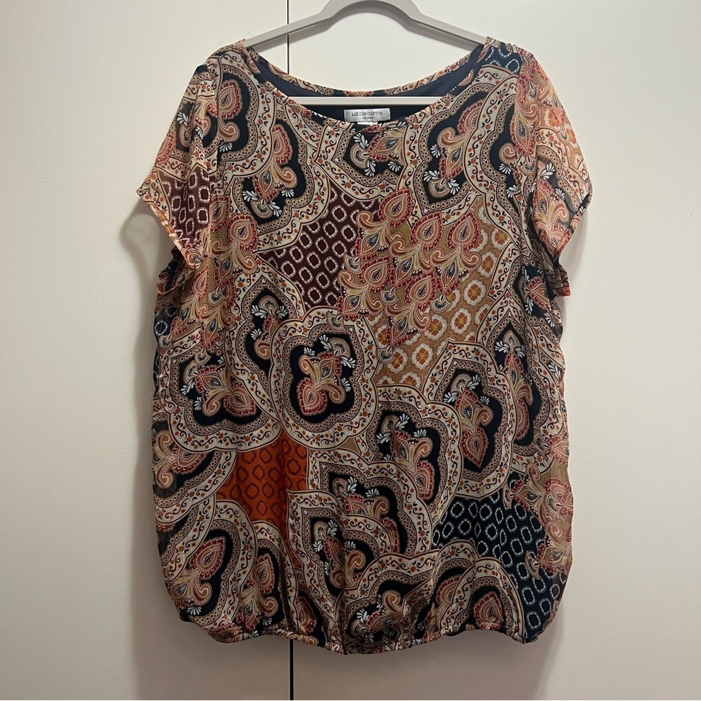 Liz Claiborne Paisley Blouse Womens Plus Size 2X